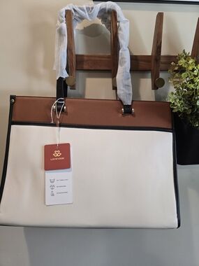 🔥Lovevook Two-Tone Brown and White Tote Bag